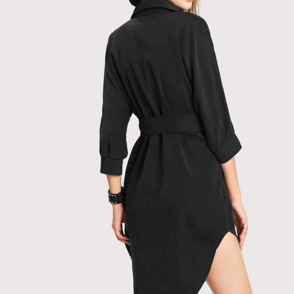NWT High Low Curved Hem Shirt Dress - Picture 3 of 5